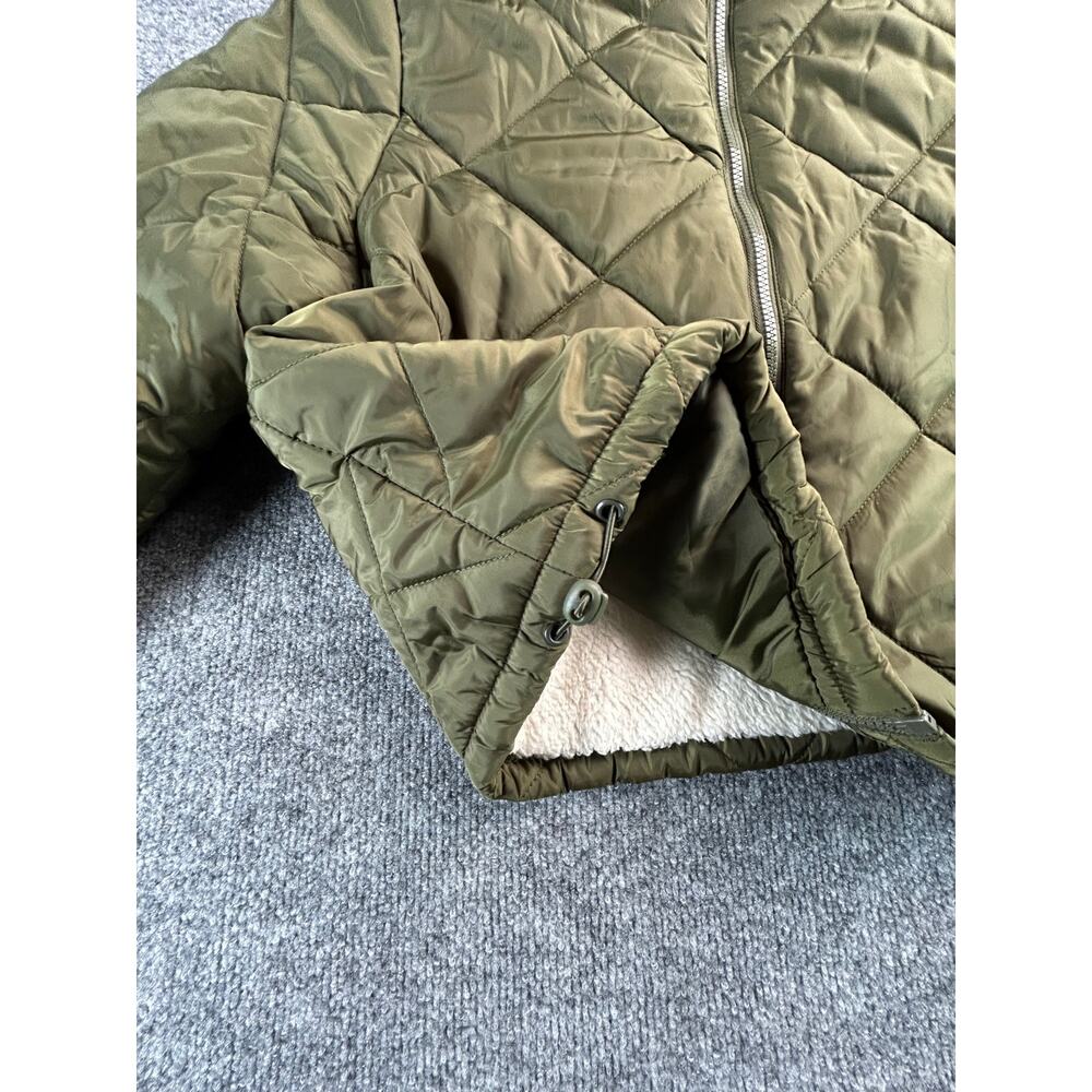 Cisono Women's XL Olive Green Quilted Sherpa Lined Puffer Jacket Full Zip Coat - Picture 7 of 9